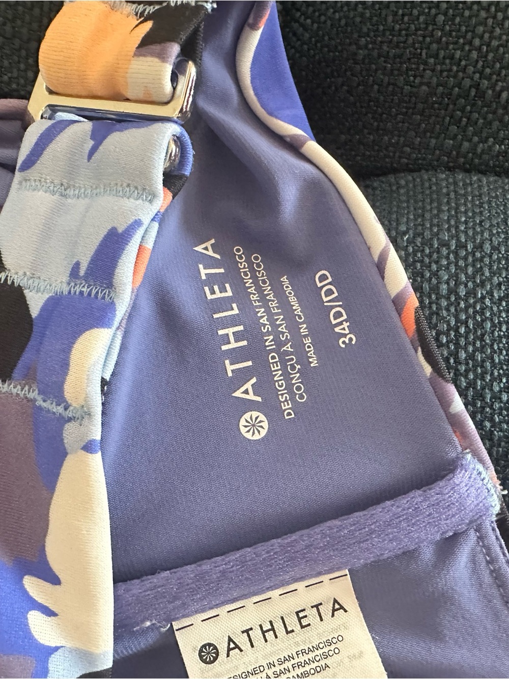 Athleta Floral High-Neck Bikini Top in Blue, Navy, Peach - Picture 6 of 6